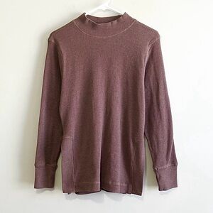 Mono B Mock Neck Thermal Ribbed Long Sleeve Top
